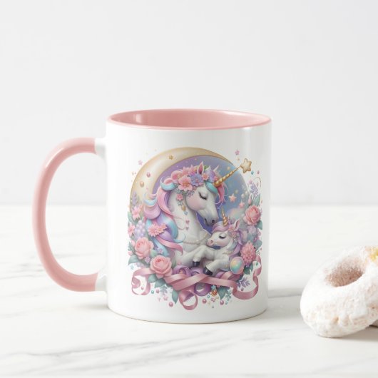 Moeder & Baby Eenhoorn Mok (Met donut)
