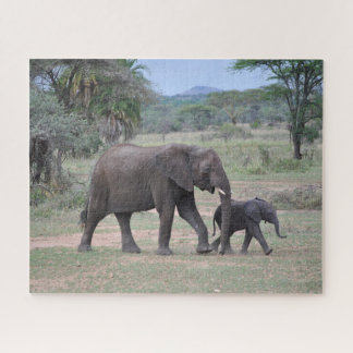 Moeder Baby Elephants Natuur Fotografie Legpuzzel