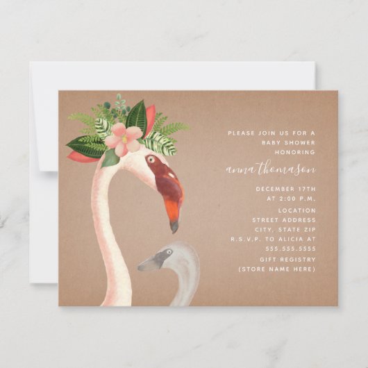 Moeder + Baby Flamingo Cardstock Geïnspireerd Baby Kaart (Voorkant)