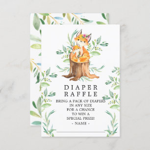 Moeder & Baby Fox Baby shower Luier Raffle Ticket Informatiekaartje
