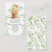 Moeder & Baby Fox Baby shower Luier Raffle Ticket Informatiekaartje (Voorkant / Achterkant)