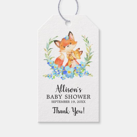 Moeder & Baby Fox Douche Favor Gift Label Cadeaulabel (Voorkant)