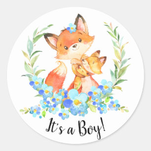 Moeder & Baby Fox Het is een Sticker van de Jongen