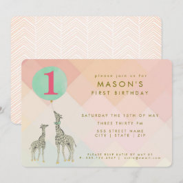 MOEDER & BABY GIRAFFE & BALLON | BIRTHDAY KAART