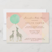 MOEDER & BABY GIRAFFE & BALLOON | BABY SHOWER KAART (Voorkant)