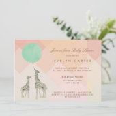 MOEDER & BABY GIRAFFE & BALLOON | BABY SHOWER KAART (Staand voorkant)