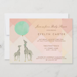 MOEDER & BABY GIRAFFE & BALLOON | BABY SHOWER KAART