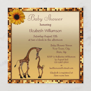 Moeder & Baby Giraffe Goud Save the Date Baby Show Kaart
