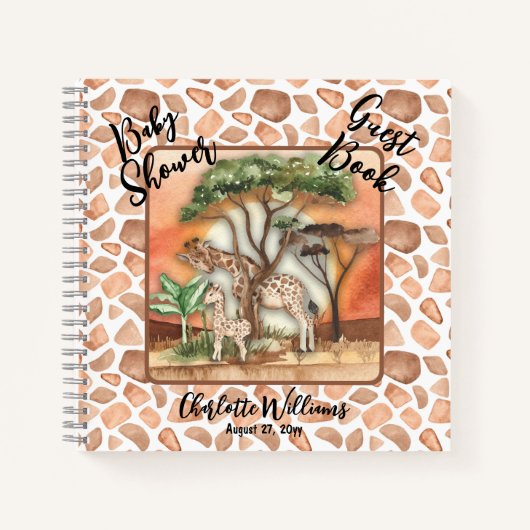 Moeder | Baby Giraffe Safari Baby shower Guest Boo Notitieboek (Voorkant)