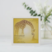 Moeder Baby Giraffe - Uitnodiging Baby shower (Staand voorkant)
