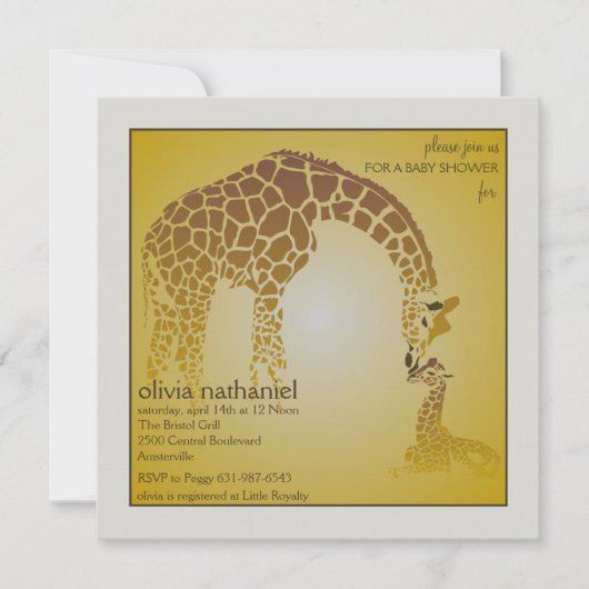 Moeder Baby Giraffe - Uitnodiging Baby shower (Voorkant)