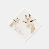 Moeder & Baby Giraffe Waterverf Baby shower Papier Servet (Hoek)