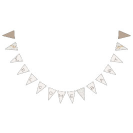 Moeder & Baby Giraffe Waterverf Welkom Baby Vlaggetjes