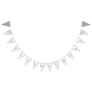 Moeder & Baby Giraffe Waterverf Welkom Baby Vlaggetjes