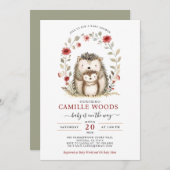 Moeder Baby Hedgehog Baby shower Uitnodiging (Voorkant / Achterkant)