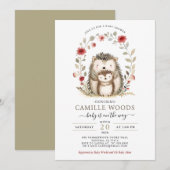 Moeder Baby Hedgehog Baby shower Uitnodiging (Voorkant / Achterkant)