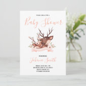 Moeder Baby Herten Roze Baby shower Uitnodiging (Staand voorkant)