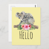 Moeder & Baby Koala Beren Schattigee Waterverf Hal Briefkaart (Voorkant / Achterkant)