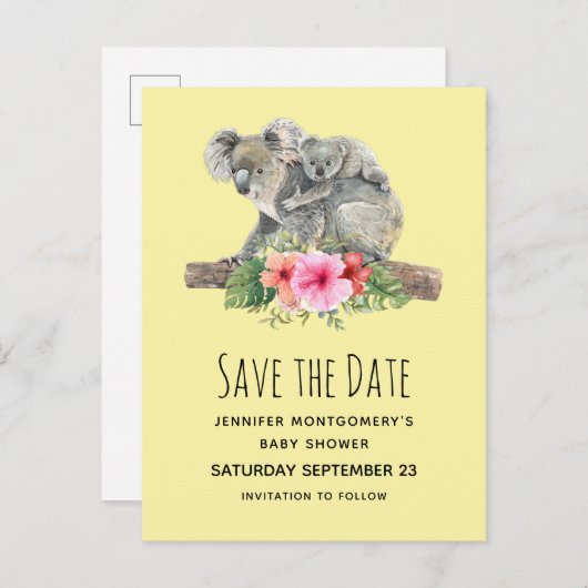 Moeder & Baby Koala Beren Schattigee Waterverf STD Uitnodiging Briefkaart (Voorkant / Achterkant)