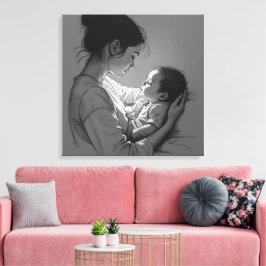 Moeder & Baby-kunstwerk Canvas Afdruk