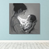 Moeder & Baby-kunstwerk Canvas Afdruk (Insitu (Houten vloer))
