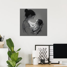Moeder & Baby kunstwerk Poster