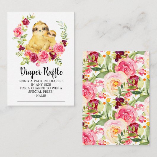 Moeder & Baby Luiaard Doucheluier Raffle Ticket Informatiekaartje (Voorkant / Achterkant)