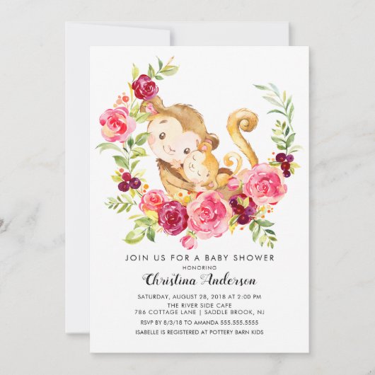 Moeder & Baby Monkey Baby shower Kaart (Voorkant)