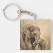 Moeder & Baby Olifant Acryl Sleutelhanger |  (voorkant)