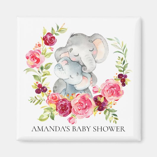 Moeder & Baby Olifant Baby shower Favor Magnet (Voorkant)