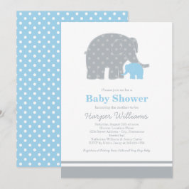 Moeder Baby Olifant Blauw Grijs Baby Jongens Showe Kaart