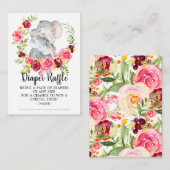 Moeder & Baby Olifant Douche Luier Raffle Ticket Informatiekaartje (Voorkant / Achterkant)