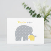 Moeder Baby Olifant Geel Grijs Stippen Bedankkaart (Staand voorkant)