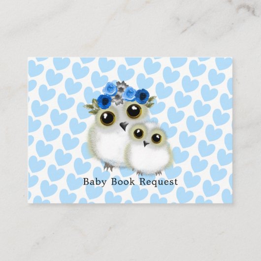 Moeder Baby Schattigee Uil Baby Boy Shower Boek Aa Informatiekaartje (Achterkant)