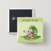 Moeder & Baby Sloth Baby shower Button (Voorkant /achterkant)