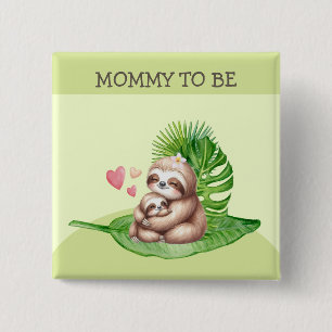 Moeder & Baby Sloth Baby shower Button