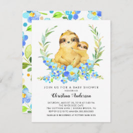 Moeder & Baby Sloth Baby shower Kaart