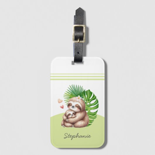 Moeder & Baby Sloth Bagagelabel (Voorkant (verticaal))