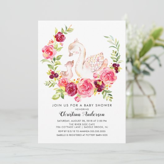 Moeder & Baby Swan Baby shower Kaart (Staand voorkant)