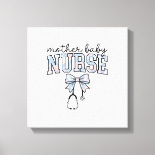 Moeder Baby Verpleegster Bloem Boog Shirt Ontwerp_ Canvas Afdruk