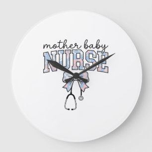 Moeder Baby Verpleegster Bloem Boog Shirt Ontwerp_ Grote Klok
