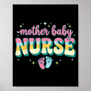Moeder Baby Verpleegster Team Coquette Blauwe Stet Poster