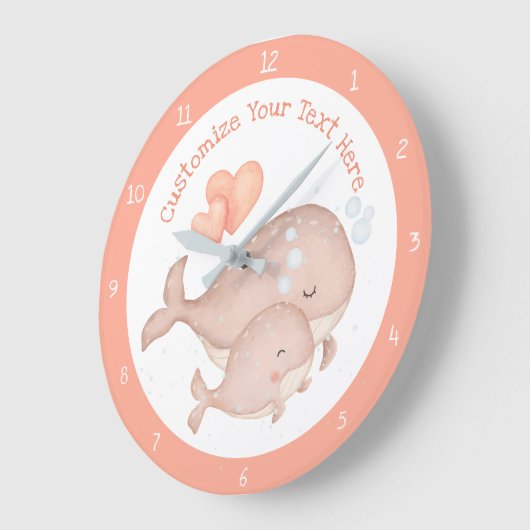 Moeder Baby walvis schattig anime personaliseren Grote Klok (Hoek)