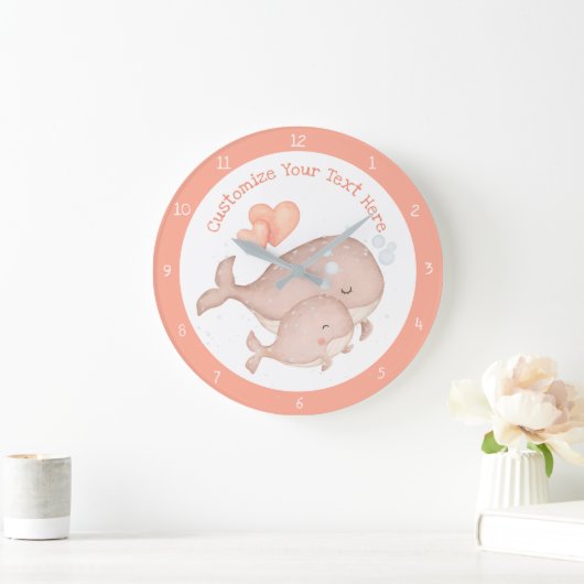 Moeder Baby walvis schattig anime personaliseren Grote Klok (Huis)