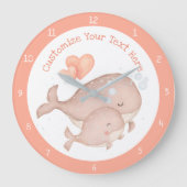 Moeder Baby walvis schattig anime personaliseren Grote Klok (Voorkant)