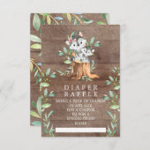 Moeder & Baby Wolf Baby shower Luier Raffle Ticket Informatiekaartje (Voorkant / Achterkant)