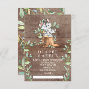Moeder & Baby Wolf Baby shower Luier Raffle Ticket Informatiekaartje