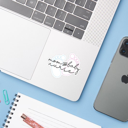 Moeder Baby Zuster Gift, Postpartum Zuster Sticker (Laptop met iPhone)