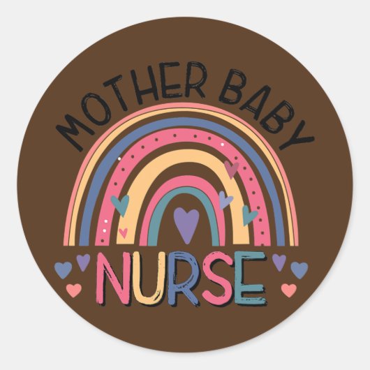 Moeder Baby Zuster Regenboog Postpartum Verpleegst Ronde Sticker (Voorkant)
