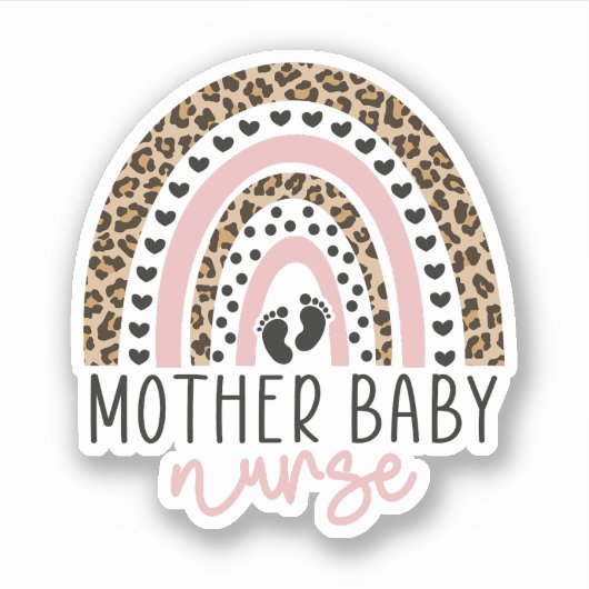 Moeder Baby Zuster Regenboog, Postpartum Zuster Sticker (Voorkant)